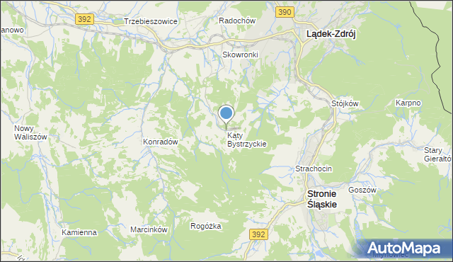 mapa Kąty Bystrzyckie, Kąty Bystrzyckie na mapie Targeo